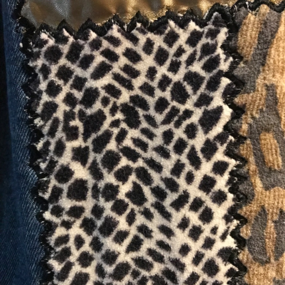 Denim Jean Jacket Cheetah Print Large Designer Boutique Final Sale - Picture 7 of 16